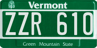 VT license plate ZZR610