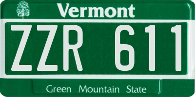 VT license plate ZZR611