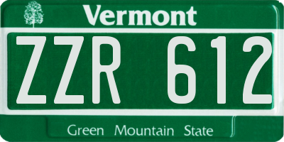 VT license plate ZZR612
