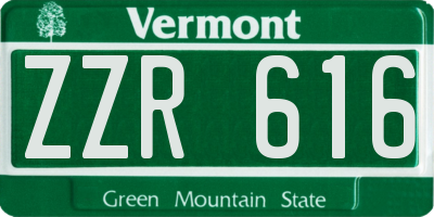 VT license plate ZZR616