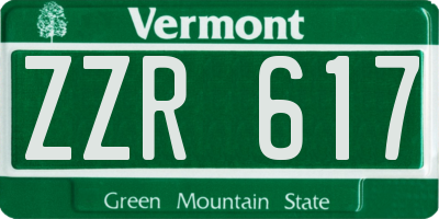 VT license plate ZZR617