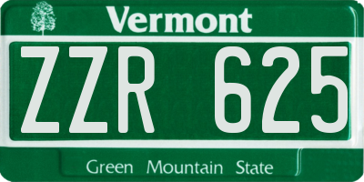 VT license plate ZZR625