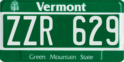 VT license plate ZZR629