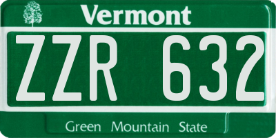 VT license plate ZZR632