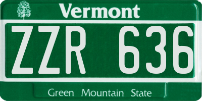 VT license plate ZZR636