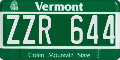 VT license plate ZZR644