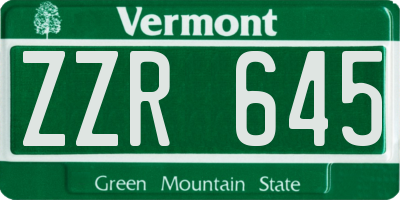 VT license plate ZZR645