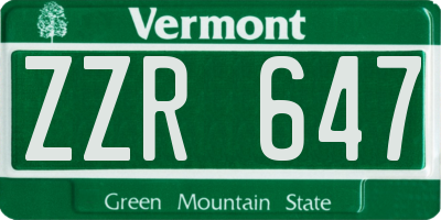 VT license plate ZZR647