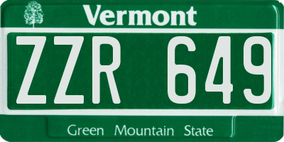 VT license plate ZZR649