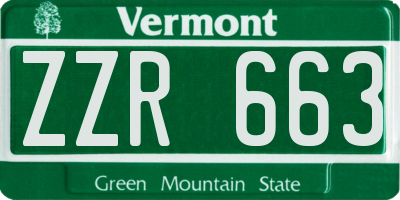VT license plate ZZR663