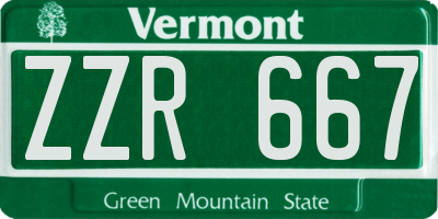 VT license plate ZZR667