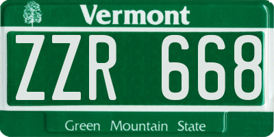 VT license plate ZZR668