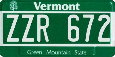 VT license plate ZZR672