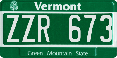 VT license plate ZZR673