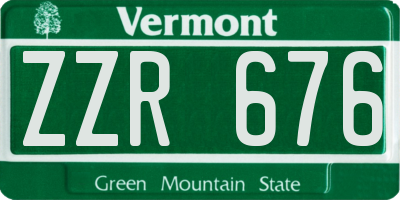 VT license plate ZZR676