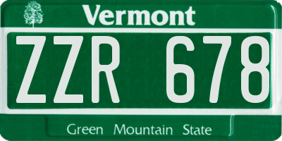 VT license plate ZZR678