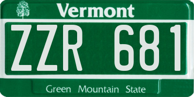 VT license plate ZZR681