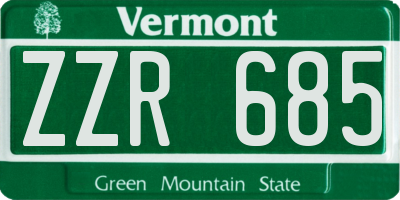 VT license plate ZZR685