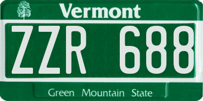 VT license plate ZZR688