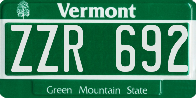 VT license plate ZZR692