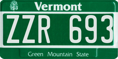 VT license plate ZZR693