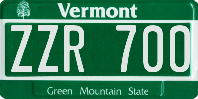 VT license plate ZZR700