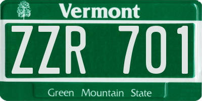 VT license plate ZZR701