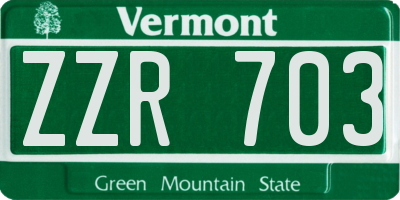 VT license plate ZZR703