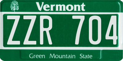 VT license plate ZZR704
