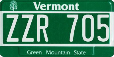VT license plate ZZR705