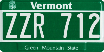 VT license plate ZZR712