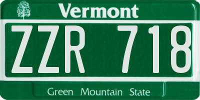 VT license plate ZZR718