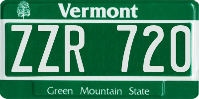 VT license plate ZZR720