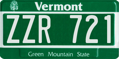 VT license plate ZZR721