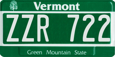 VT license plate ZZR722