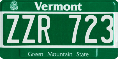 VT license plate ZZR723