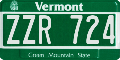 VT license plate ZZR724