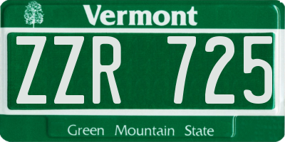 VT license plate ZZR725