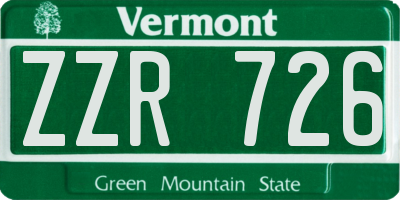 VT license plate ZZR726