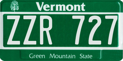 VT license plate ZZR727