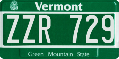 VT license plate ZZR729