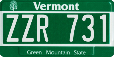 VT license plate ZZR731