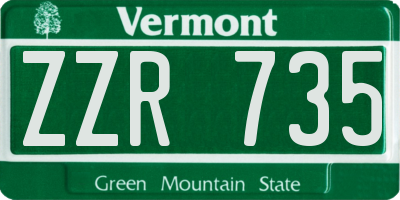 VT license plate ZZR735