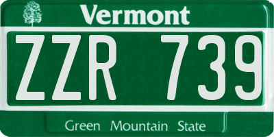 VT license plate ZZR739