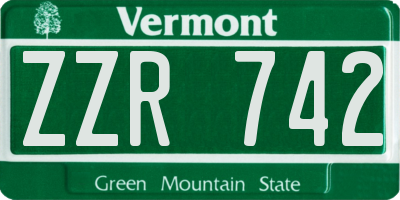 VT license plate ZZR742