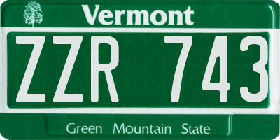 VT license plate ZZR743