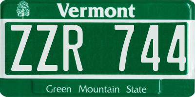 VT license plate ZZR744