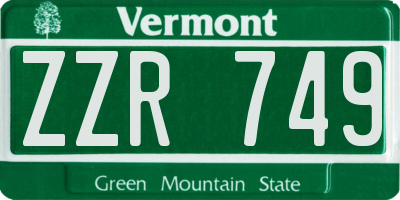 VT license plate ZZR749