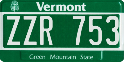 VT license plate ZZR753