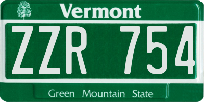 VT license plate ZZR754